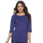 Women's Apt. 9&reg; Button Accent Top, Size: Large, Drk Purple