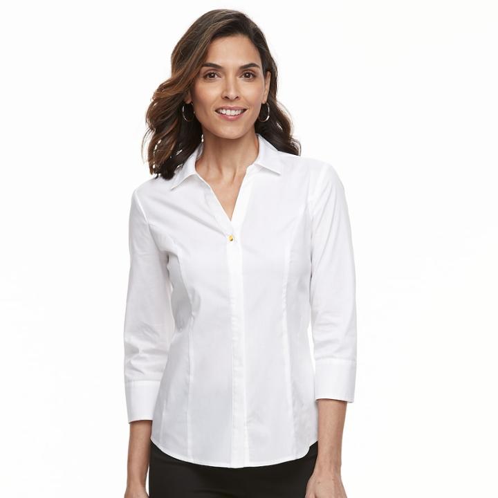Women's Dana Buchman Poplin Blouse, Size: Xl, Natural