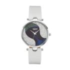 Burgi Women's Crystal Leather Swiss Watch, Adult Unisex, White