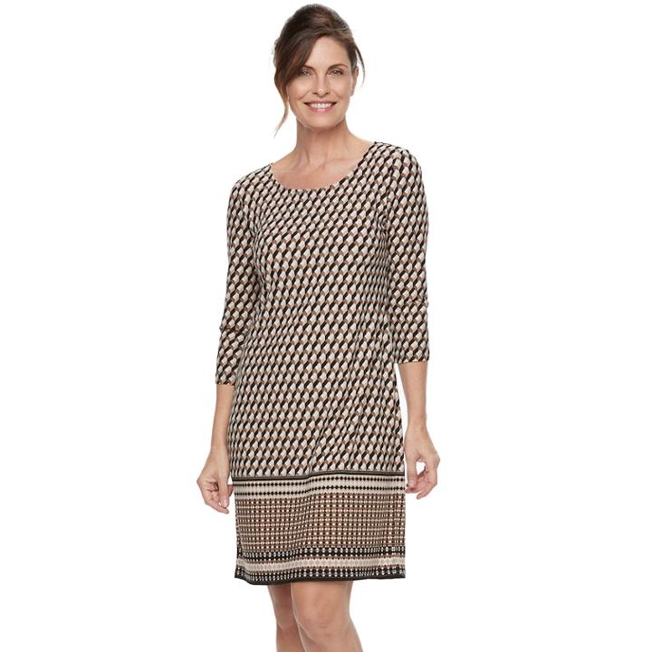 Women's Dana Buchman Scoopneck Shift Dress, Size: Medium, Dark Beige