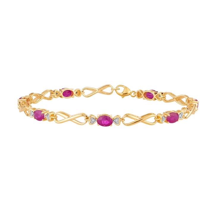 10k Gold Ruby & Diamond Accent Infinity Link Bracelet, Women's, Size: 7.5, Red