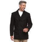 Men's Chaps Wool-blend Double-breasted Pea Coat, Size: 40 - Regular, Black
