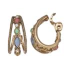 Napier Colorful Inlay Clip-on Hoop Earrings, Women's, Multicolor