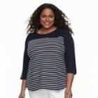 Plus Size Croft & Barrow&reg; Button-accent Pique Top, Women's, Size: 3xl, Blue