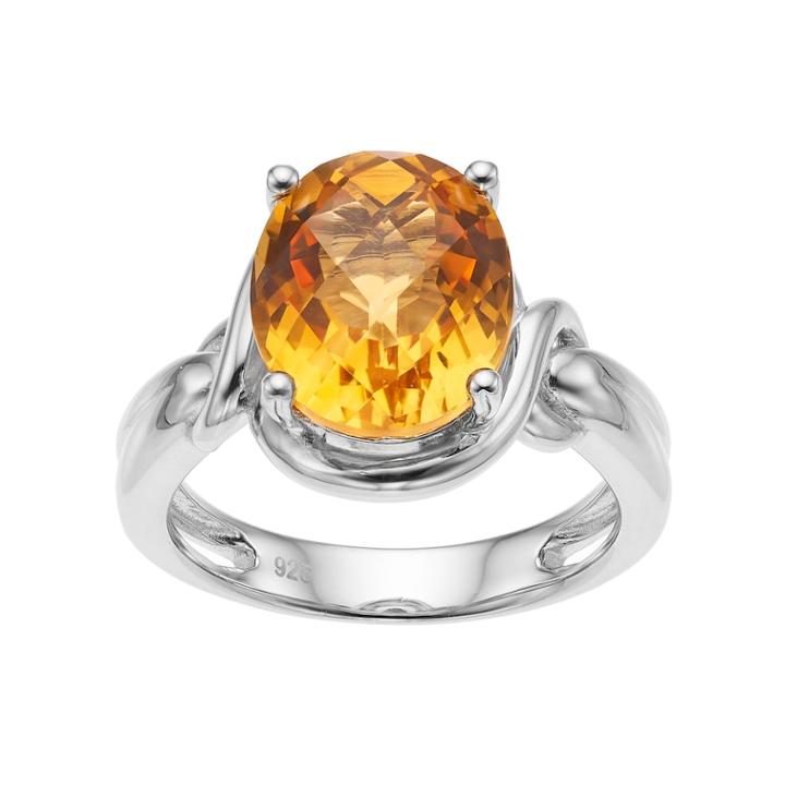 Sterling Silver Citrine Oval Ring, Women's, Size: 8, Yellow