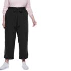 Plus Size Popsugar Paperbag-waist Wide Leg Crop Pants, Women's, Size: 3xl, Black