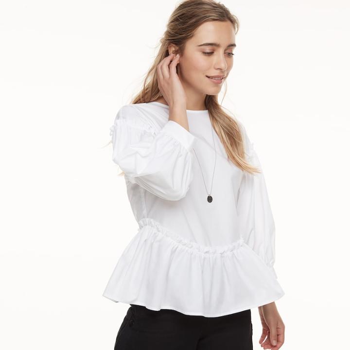 K/lab Balloon Sleeve Peplum Blouse, Kids Unisex, Size: Xs, White