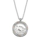 Blue La Rue Crystal Stainless Steel 1-in. Round Mom Charm Locket - Made With Swarovski Crystals, Women's, White