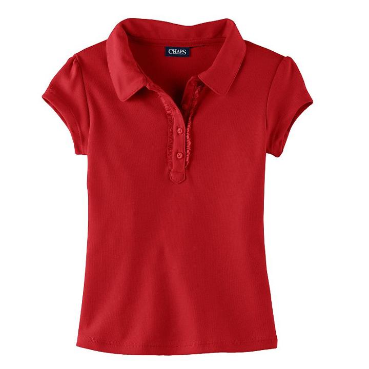 Girls 4-6x Chaps Ruffled Polo Shirt, Size: 5, Red Other