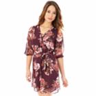 Juniors' Iz Byer Lace-up Shirtdress, Teens, Size: Medium, Plum Floral