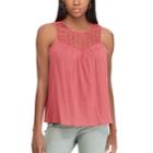Women's Chaps Lace Yoke Swing Tank, Size: Large, Pink
