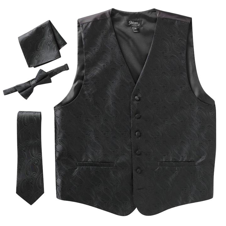 Steven Land Paisley 4-pc. Vest Set - Men, Size: Xxl, Black