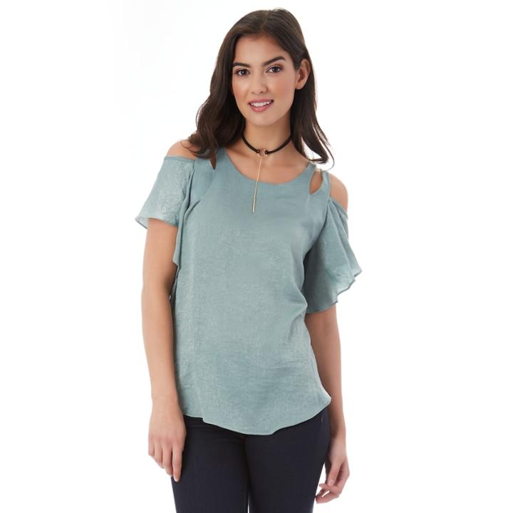 Juniors' Iz Byer California Satin Cold Shoulder Top, Teens, Size: Xl, Med Green
