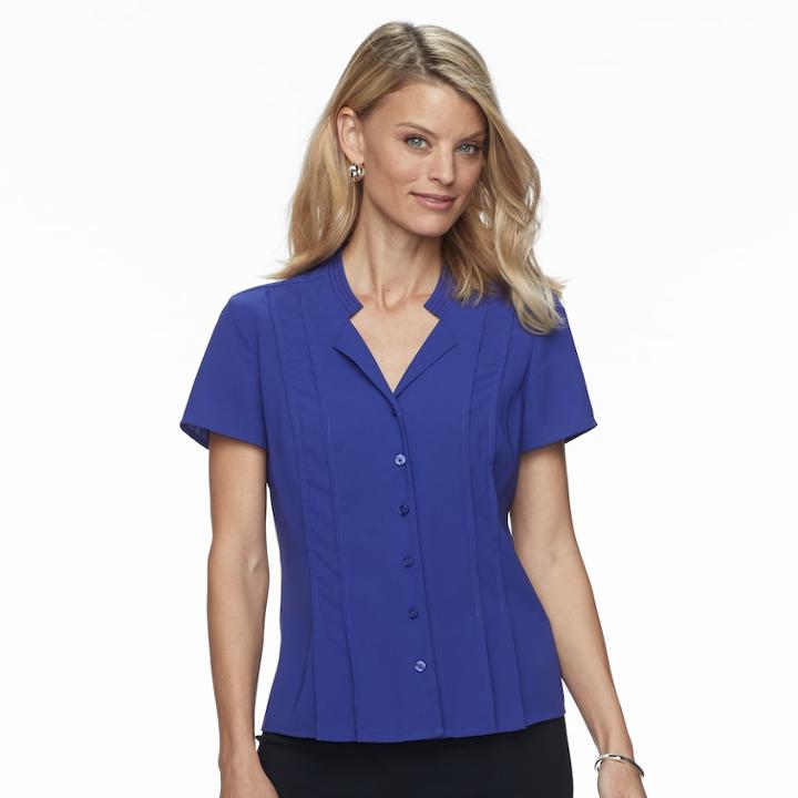 Petite Dana Buchman Trapunto Short Sleeve Top, Women's, Size: M Petite, Purple