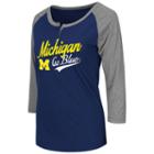 Women's Campus Heritage Michigan Wolverines Meridian Baseball Tee, Size: Xl, Blue (navy)