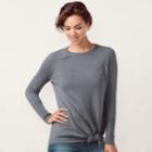 Women's Lc Lauren Conrad Knot Crewneck Sweater, Size: Large, Med Grey