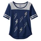 Girls Plus Size So&reg; Sequin Graphic Varsity Tee, Size: 16 1/2, Blue
