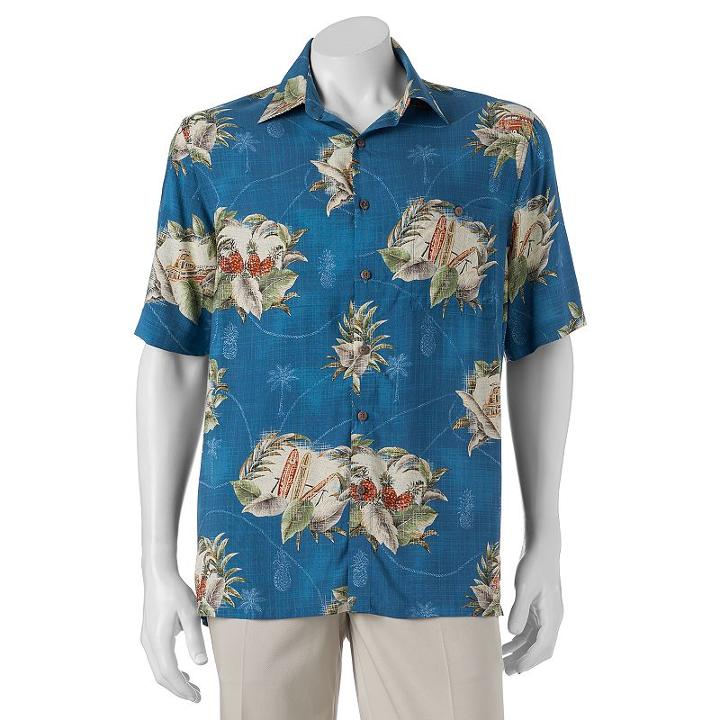 Men's Batik Bay Classic-fit Tropical Button-down Shirt, Size: Large, Dark Green