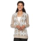 Women's Croft & Barrow&reg; V-neck Button-down Cardigan, Size: Large, Med Beige