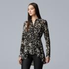 Women's Simply Vera Vera Wang Printed Peplum Blouse, Size: Xxl, White