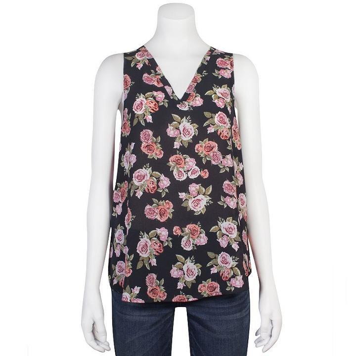 Juniors' Grayson Threads Print Lace-back Tank, Teens, Size: Xs, Black