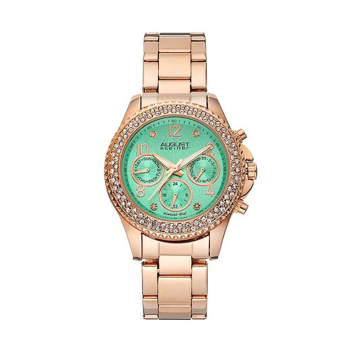 August Steiner Women's Diamond & Crystal Swiss Watch, Pink