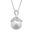Pearlustre By Imperial Freshwater Cultured Pearl & White Topaz Sterling Silver Pendant Necklace, Women's, Size: 18
