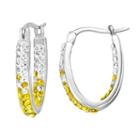 Michigan Wolverines Crystal Sterling Silver Inside Out U-hoop Earrings, Women's, Yellow
