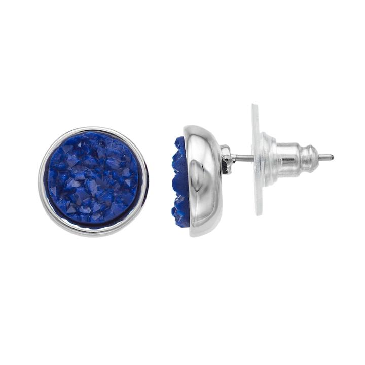 Chaps Simulated Drusy Nickel Free Stud Earrings, Women's, Navy