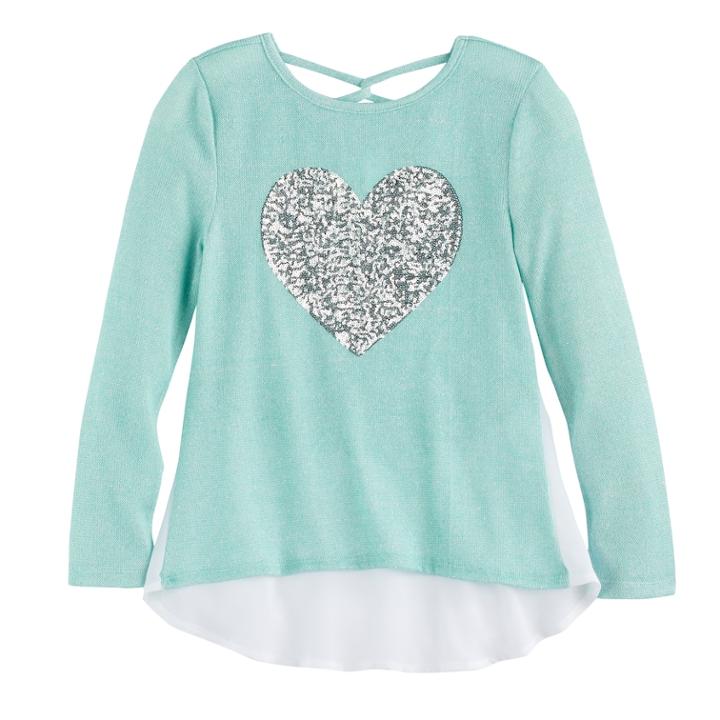 Girls 7-16 Miss Chievous Sequin Tulip Hem Hatchi Top, Size: Large, Blue Other