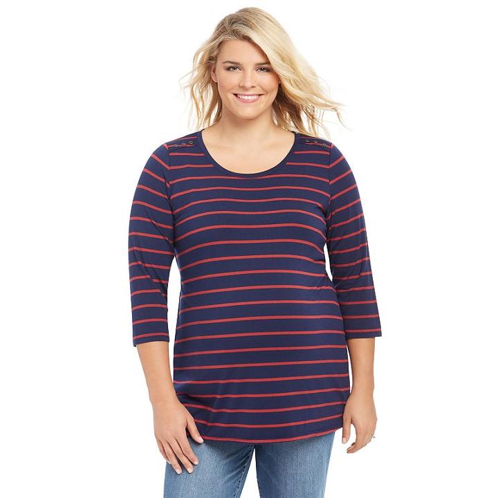 Plus Size Maternity Oh Baby By Motherhood&trade; Striped Tunic, Women's, Size: 1xl, Blue (navy)
