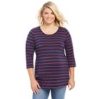 Plus Size Maternity Oh Baby By Motherhood&trade; Striped Tunic, Women's, Size: 1xl, Blue (navy)