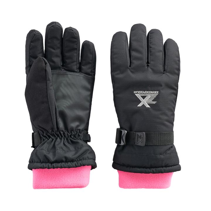 Girls 4-16 Zeroxposur Nancy Fleece Gaiter Gloves, Size: S-m, Black