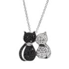 Crystal Silver-plated Cats Pendant Necklace, Women's, Size: 18, White