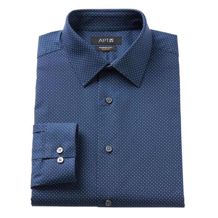 Men's Apt. 9&reg; Premier Flex Extra-slim Fit Flex Collar Dress Shirt, Size: 15.5-34/35, Blue