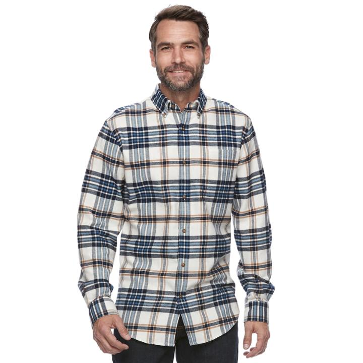 Big & Tall Croft & Barrow&reg; True Comfort Plaid Classic-fit Flannel Button-down Shirt, Men's, Size: 3xl Tall, White Oth