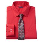 Big & Tall Croft & Barrow&reg; Classic-fit Striped Dress Shirt And Patterned Tie Boxed Set, Men's, Size: 20 36/7b, Brt Red