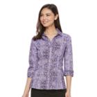 Women's Dana Buchman Pleated Peplum Shirt, Size: Large, Lt Purple