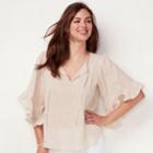 Women's Lc Lauren Conrad Print Flounce Sleeve Top, Size: Xxl, Med Beige
