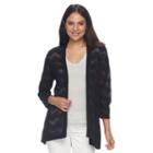 Women's Croft & Barrow&reg; Chevron-stitch Open Front Cardigan, Size: Xs, Black