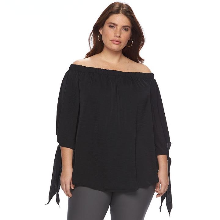 Plus Size Apt. 9&reg; Off-the-shoulder Satin Top, Women's, Size: 2xl, Black