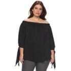 Plus Size Apt. 9&reg; Off-the-shoulder Satin Top, Women's, Size: 2xl, Black