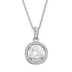 Cubic Zirconia Sterling Silver Halo Pendant Necklace, Women's, White