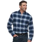 Big & Tall Croft & Barrow&reg; Regular-fit Flannel Woven Button-down Shirt, Men's, Size: 4xl Tall, Dark Blue