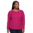 Plus Size Croft & Barrow&reg; Textured-stitch Sweater, Women's, Size: 3xl, Med Pink
