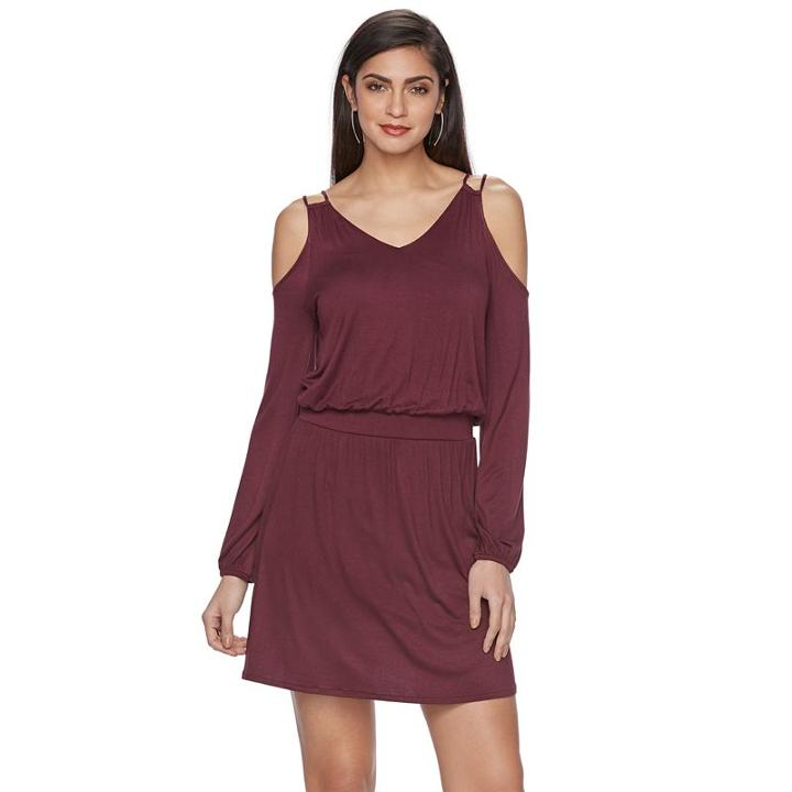 Women's Jennifer Lopez Cold-shoulder Shift Dress, Size: Xl, Red