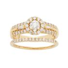 14k Gold 1 Carat T.w. Igl Certified Diamond Halo Engagement Ring Set, Women's, Size: 7.50, White