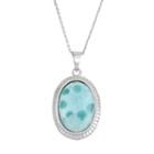 Larimar Sterling Silver Oval Halo Pendant Necklace, Women's, Size: 18, Blue