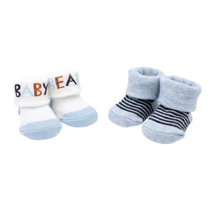 Baby Boy Carter's 2-pack Baby Bear & Striped Keepsake Booties, Size: Newborn, Multi