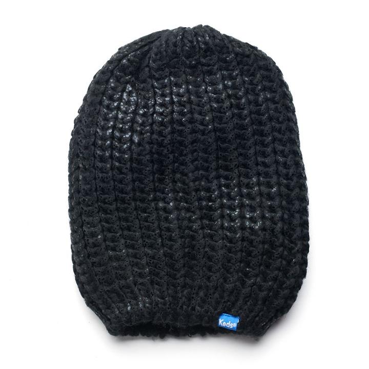 Women's Keds Metallic Slouchy Beanie, Black